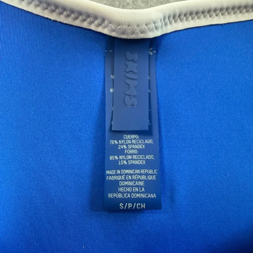 SKIMS Swim Zip Front Bikini Bottom Womens Small Cobalt Blue High Cut Beachwear